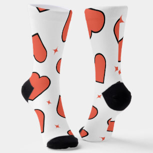 Chaussette Motif de cœur rouge minimal