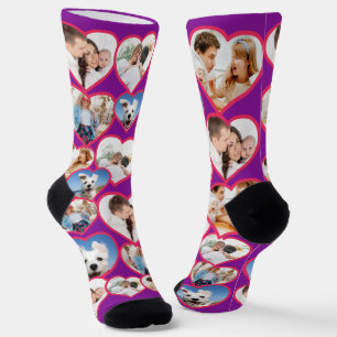 Chaussette Motif de coeur rouge violet élégant   5 Collage ph