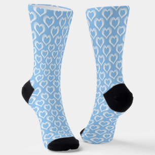 Chaussette Motif de coeurs blancs bleus