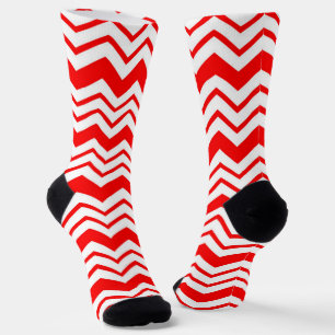 Chaussette Motif de conception en chevron zigzag blanc rouge