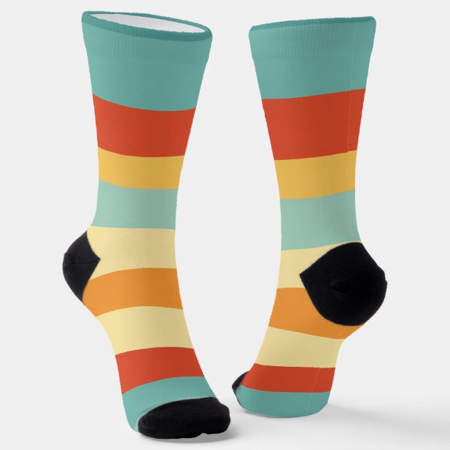 Chaussette Motif de couleur rétro rayé (Angulaire)
