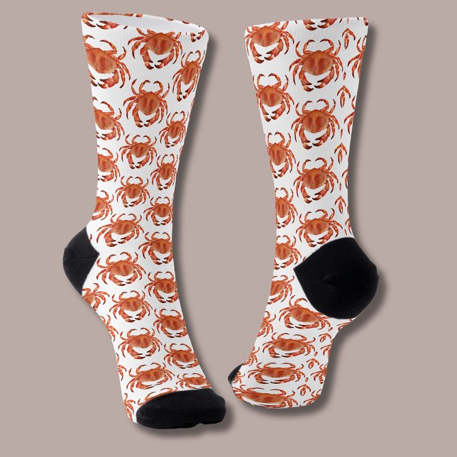 Chaussette Motif de crabe côtier (Brown crab coastal crustacean socks)