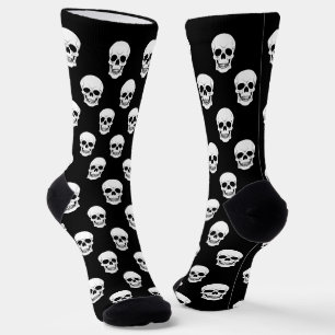 Chaussette Motif de crâne en silhouette noir et blanc Hallowe
