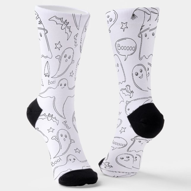 Chaussette Motif de crâne noir et blanc personnalisé (Angulaire)