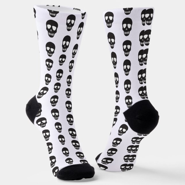 Chaussette Motif de crâne noir et blanc personnalisé (Angulaire)