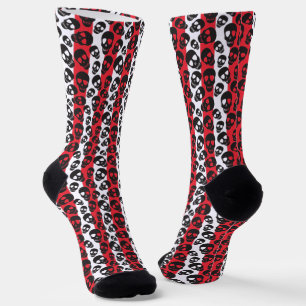 Chaussette Motif de crâne rouge et blanc personnalisé