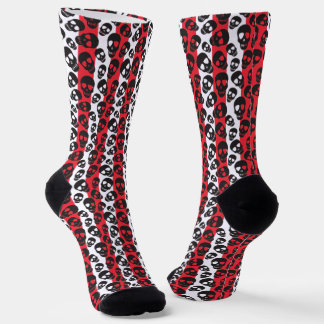 Chaussette Motif de crâne rouge et blanc personnalisé