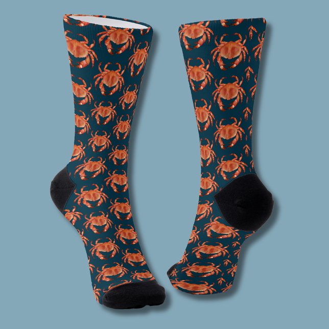 Chaussette Motif de crustacé crabe (Brown crab coastal crustacean socks)