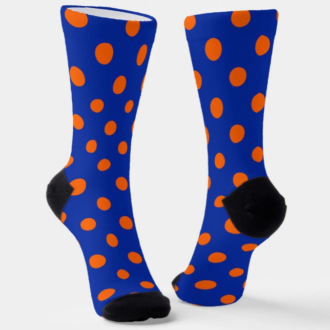 Chaussette Motif de design à pois orange sur fond bleu  (Créateur téléchargé)