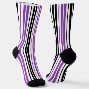 Chaussette Motif de design à rayures violettes noires et blan