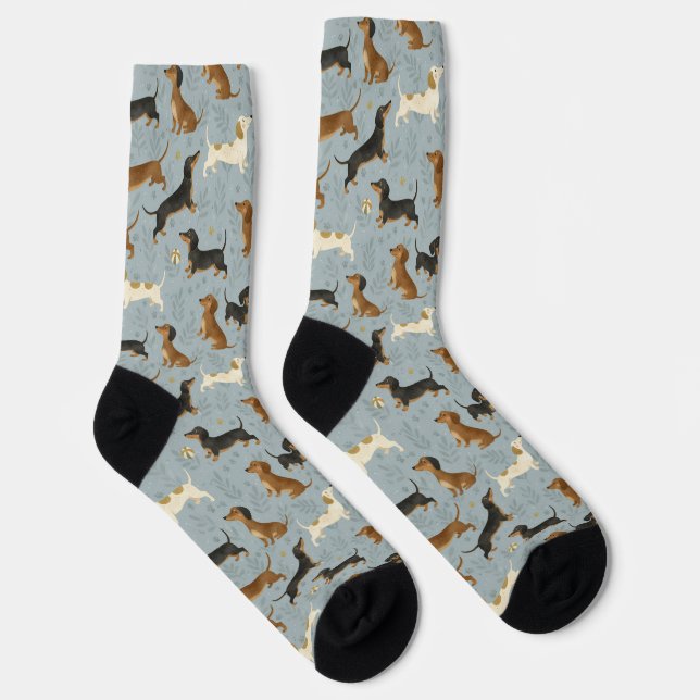 Chaussette Motif de dessin animé de teckel (Droite)