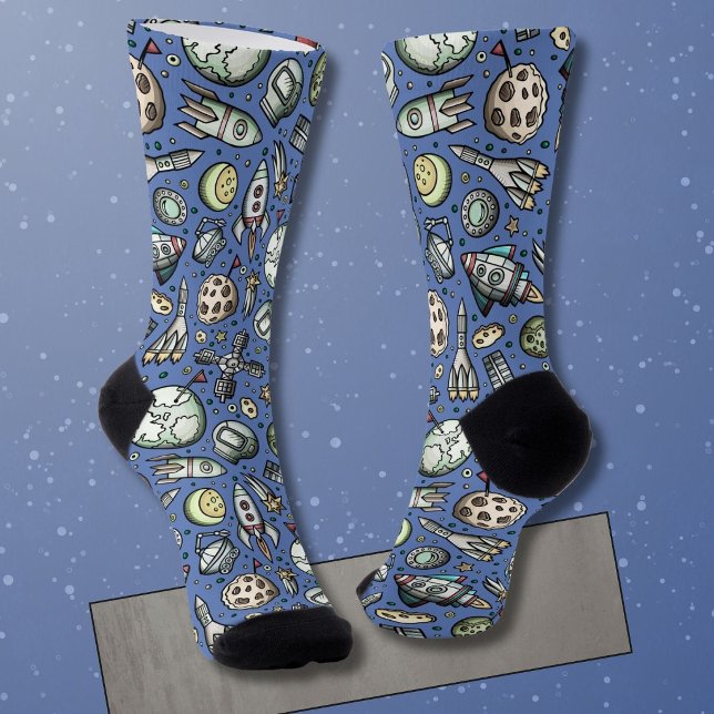 Chaussette Motif de dessin animé drôle sur l'espace (Créateur téléchargé)