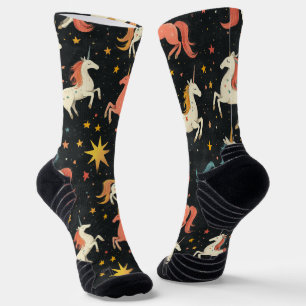 Chaussette Motif de dessin de la calotte de la licorne volant