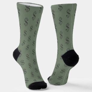 Chaussette Motif de Dollar amusant sur Khaki Green
