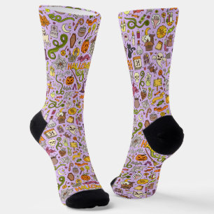 Chaussette Motif de doodle d'Halloween mignon