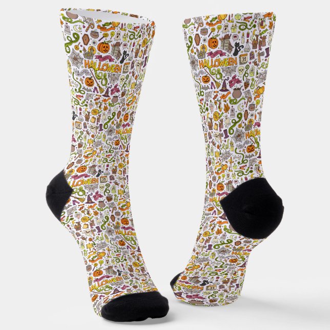 Chaussette Motif de doodle Halloween mignon (Angulaire)