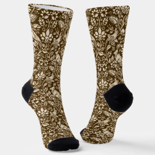 Chaussette Motif de faisan et lièvre, Brown et beige