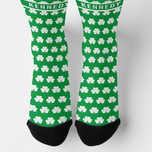 Chaussette Motif de fermeture Shamrock de nom personnalisé bl