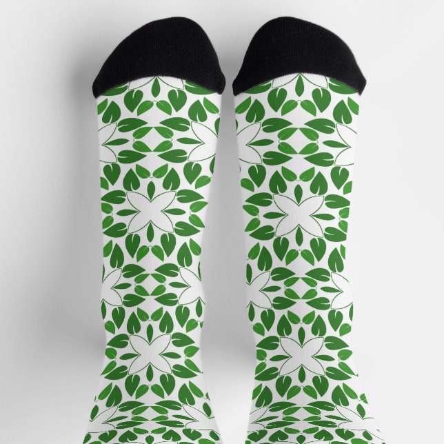 Chaussette Motif de feuille, motif de feuilles, feuilles vert (Haut)