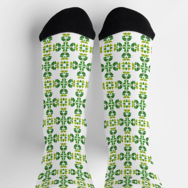 Chaussette Motif de feuille, motif de feuilles, feuilles vert (Haut)