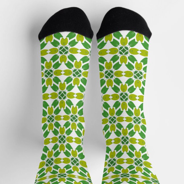 Chaussette Motif de feuille, motif de feuilles, feuilles vert (Haut)