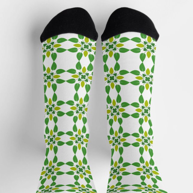Chaussette Motif de feuille, motif de feuilles, feuilles vert (Haut)