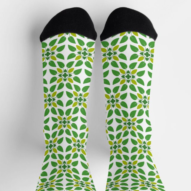 Chaussette Motif de feuille, motif de feuilles, feuilles vert (Haut)