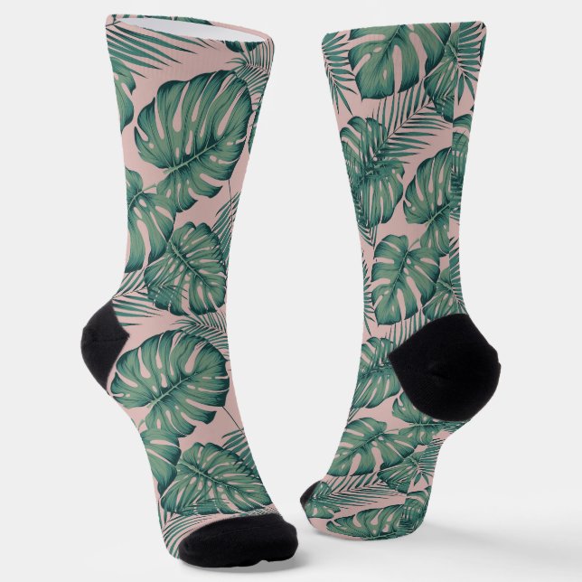 Chaussette Motif de feuille tropicale (Angulaire)