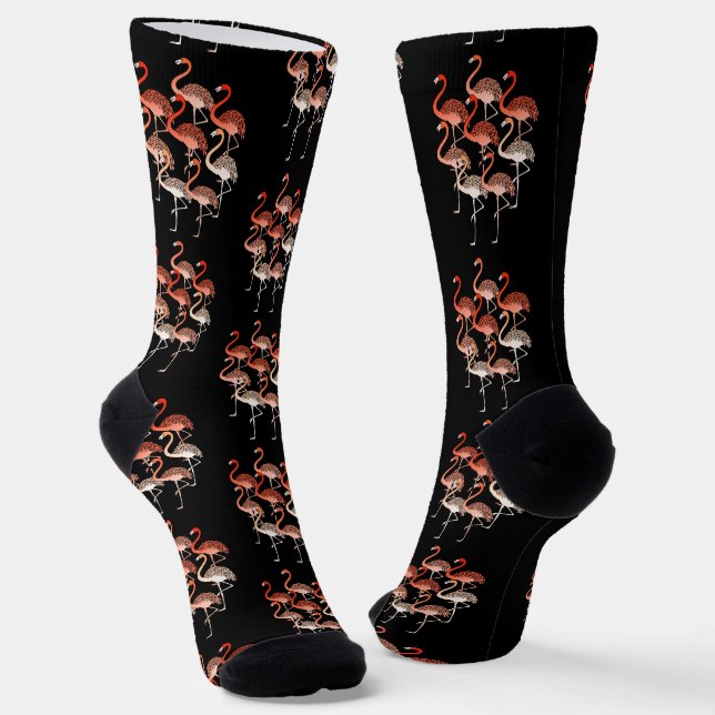 Chaussette Motif de Flamants roses rose couleur corail (Angulaire)