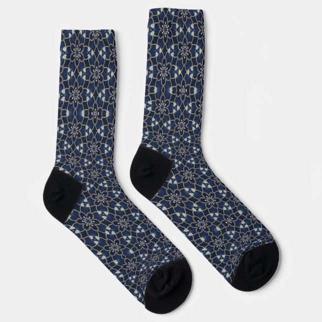 Chaussette Motif de fleurs bleu minuit (Droite)