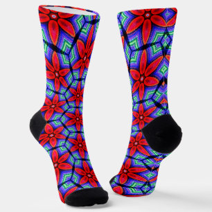 Chaussette Motif de Fleurs de tissus rouges