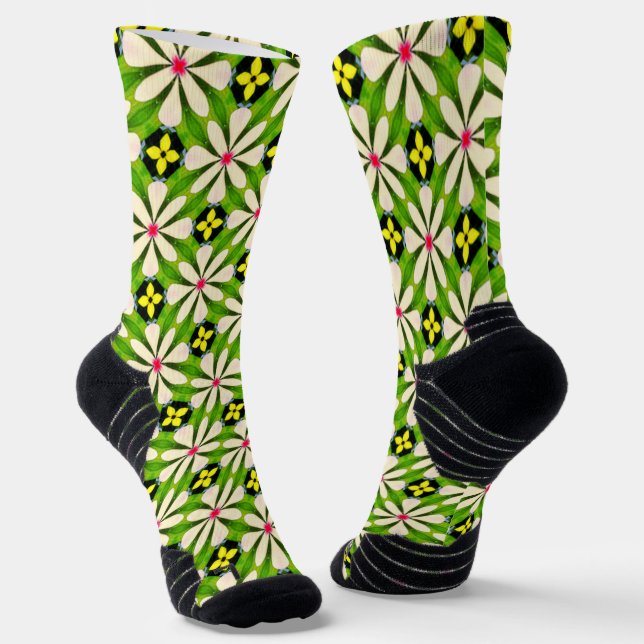 Chaussette Motif de fleurs esthétiques (Angulaire)