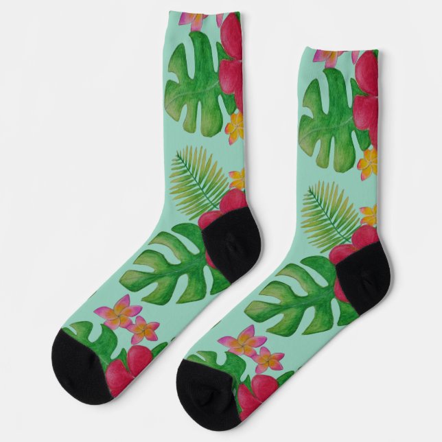 Chaussette Motif de fleurs tropicales (Gauche)