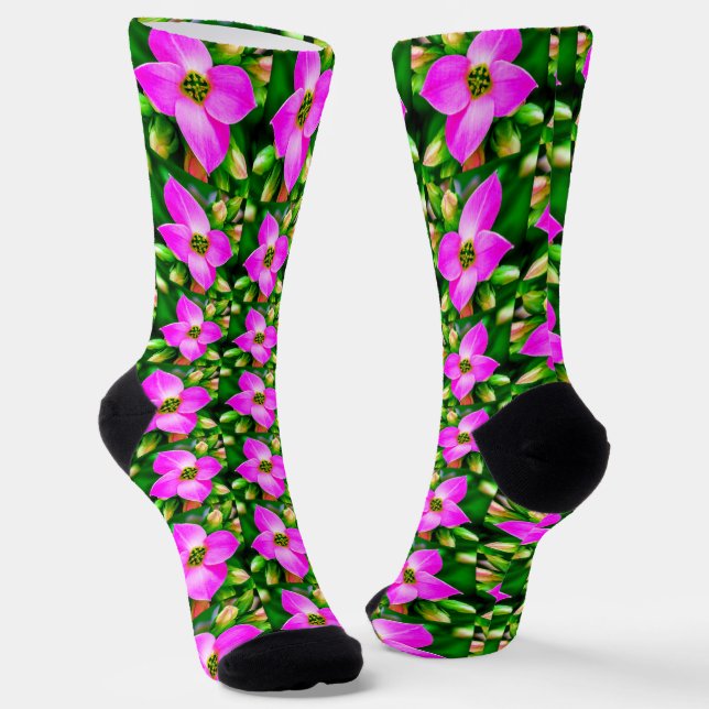 Chaussette Motif de fleurs tropicales roses (Angulaire)