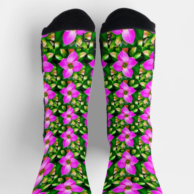 Chaussette Motif de fleurs tropicales roses (Haut)