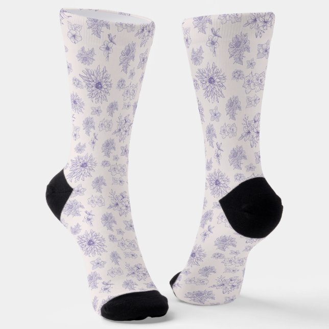 Chaussette Motif de fleurs violettes (Angulaire)