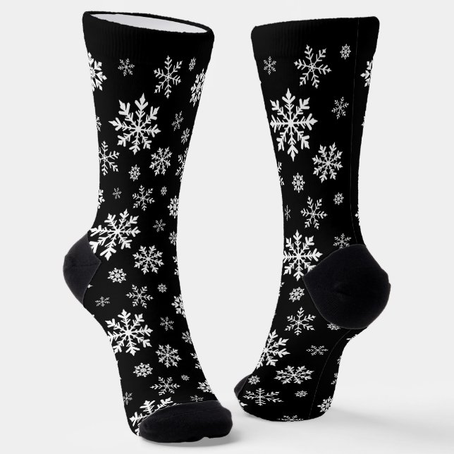 Chaussette Motif de flocon de neige noir et blanc pour design (Angulaire)