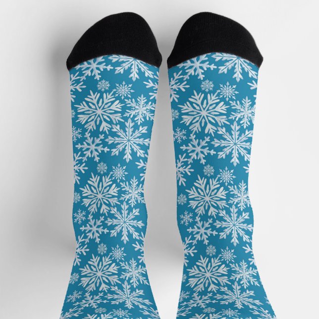 Chaussette Motif de flocons de neige à l'aquarelle (Haut)