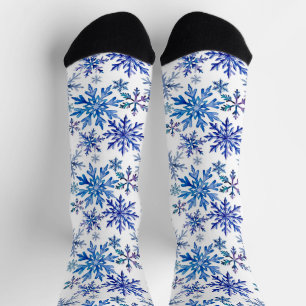 Chaussette Motif de flocons de neige à l'aquarelle