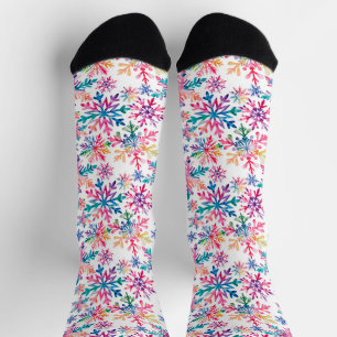 Chaussette Motif de flocons de neige à l'aquarelle