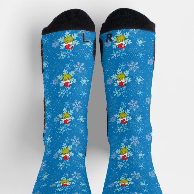 Chaussette Motif de flocons de neige bleu Grinch (Haut)