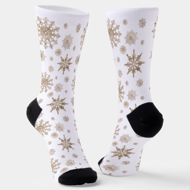 Chaussette Motif de flocons de neige jaune doré (Angulaire)