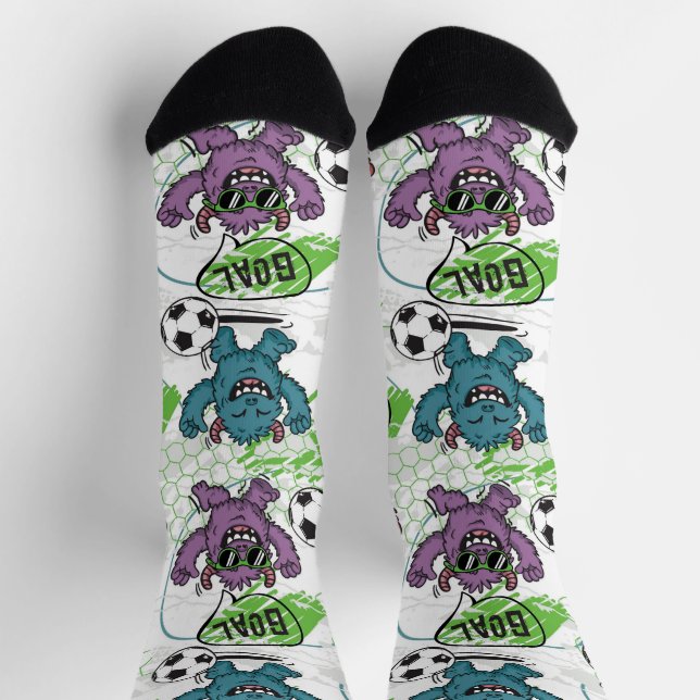 Chaussette Motif de foot de monstre drôle (Haut)