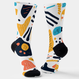Chaussette Motif de formes organiques de style Memphis abstra
