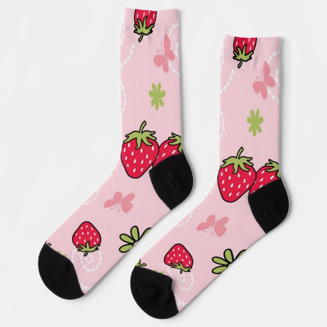 Chaussette Motif de fraises (Gauche)