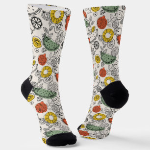 Chaussette Motif de fruits de style Vintage rétro