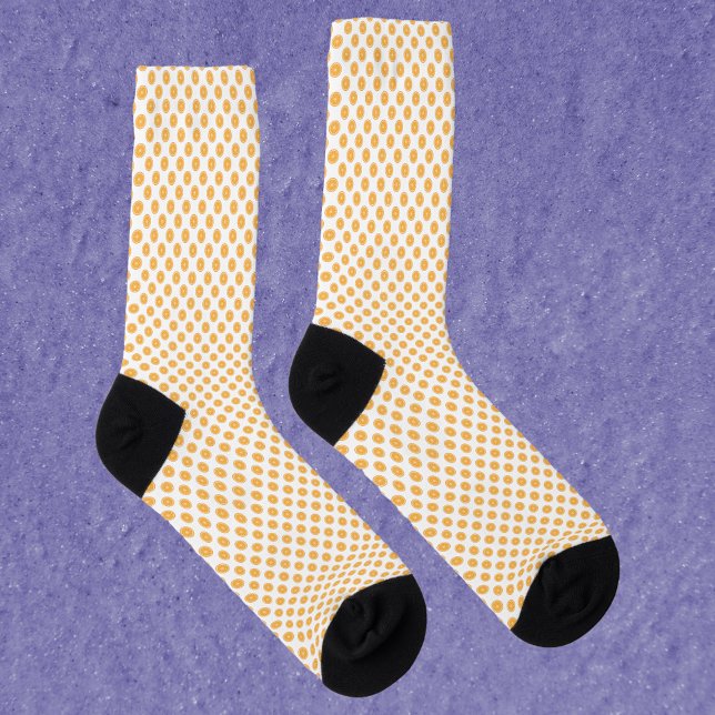 Chaussette Motif de fruits en tranches d'orange (A pair of socks with a fun orange pattern!)