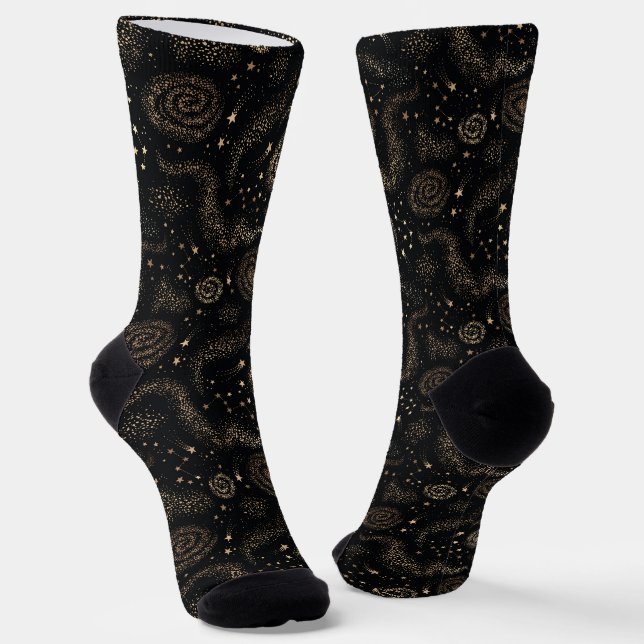 Chaussette Motif de galaxie Gold Star Constellation (Angulaire)