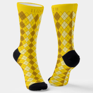 Chaussette Motif de Jacquard Brown Jaune Personnalisé