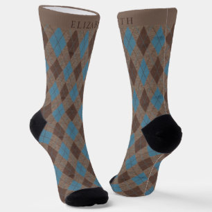 Chaussette Motif de Jacquard gris Brown bleu clair personnali